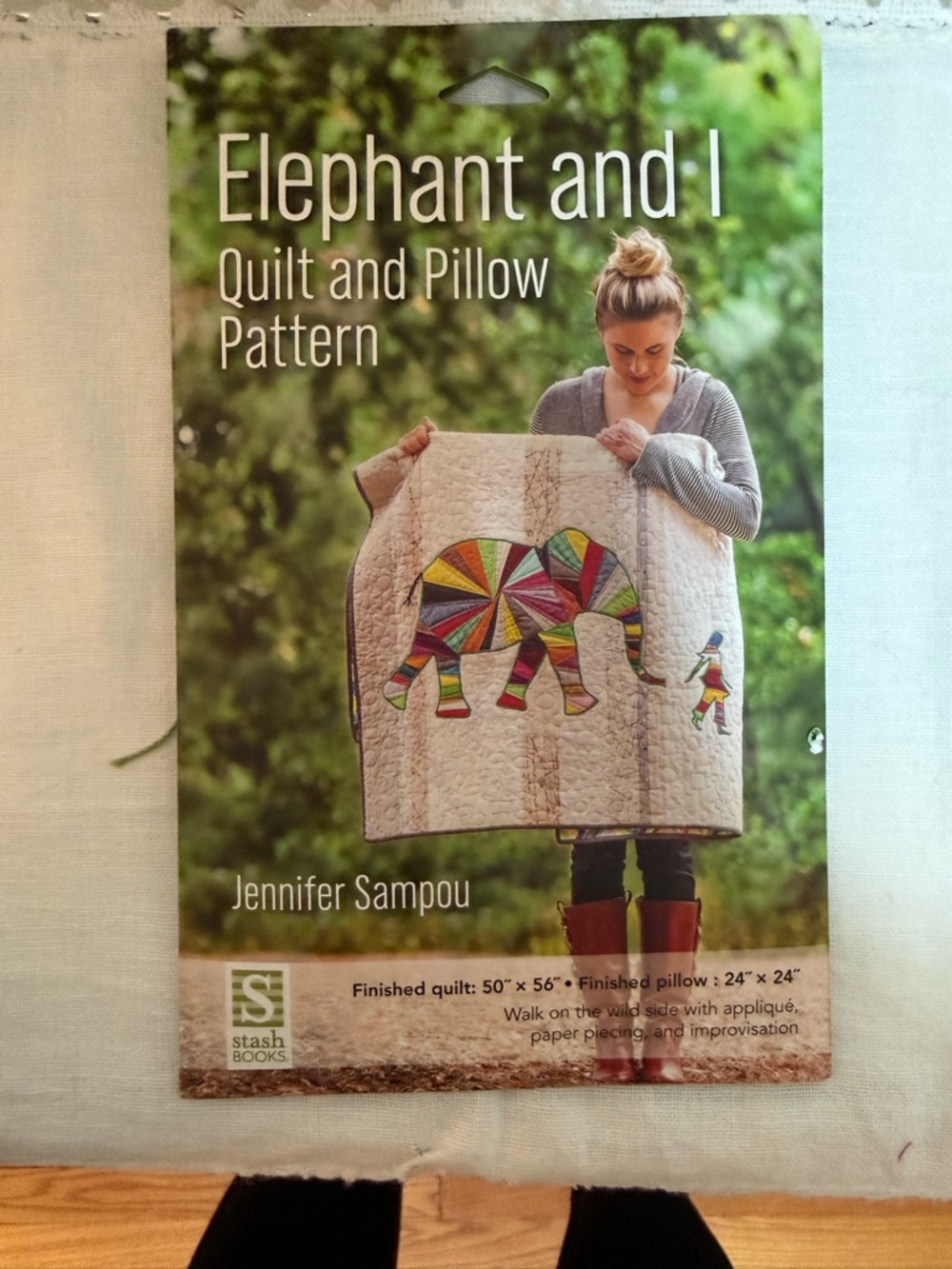 Elephant and I Quilt and Pillow Pattern by - Cream with Multicolor Elephant